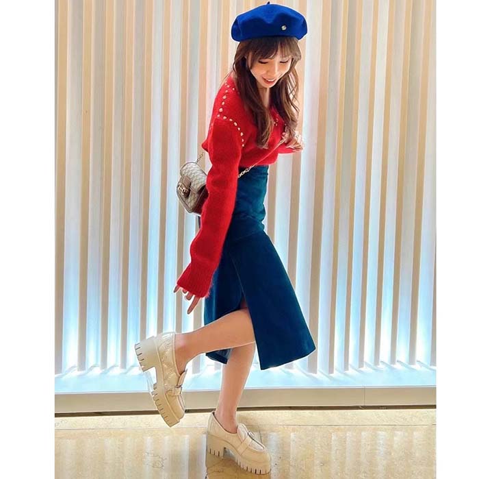 Gucci Women GG Matelassé Loafer Off White Leather Low 2.5 Cm Heel