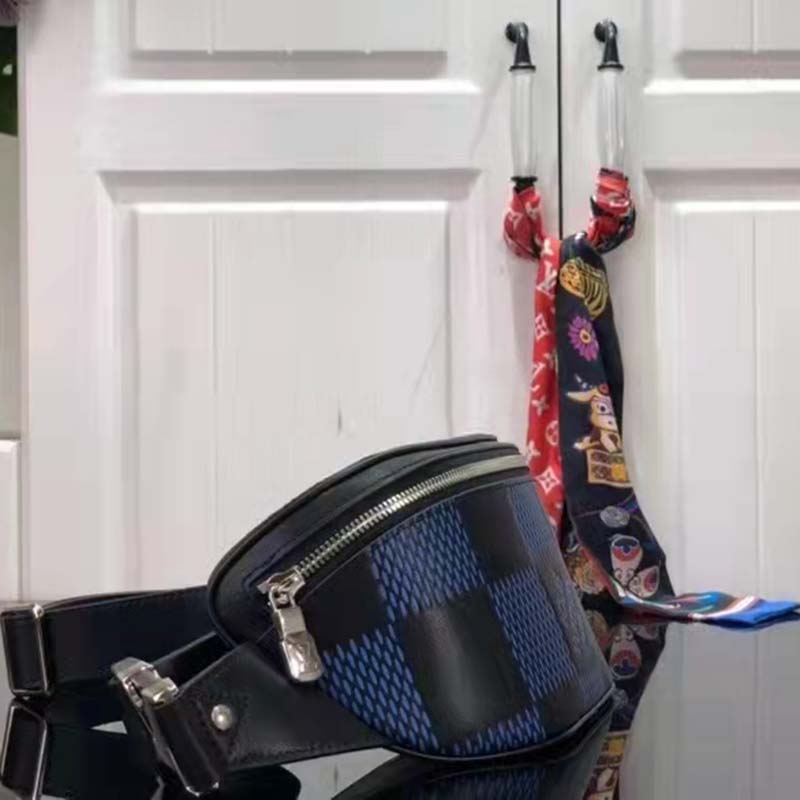 Louis Vuitton LV Unisex Campus Bumbag Navy Blue Black Damier Infini 3D Cowhide