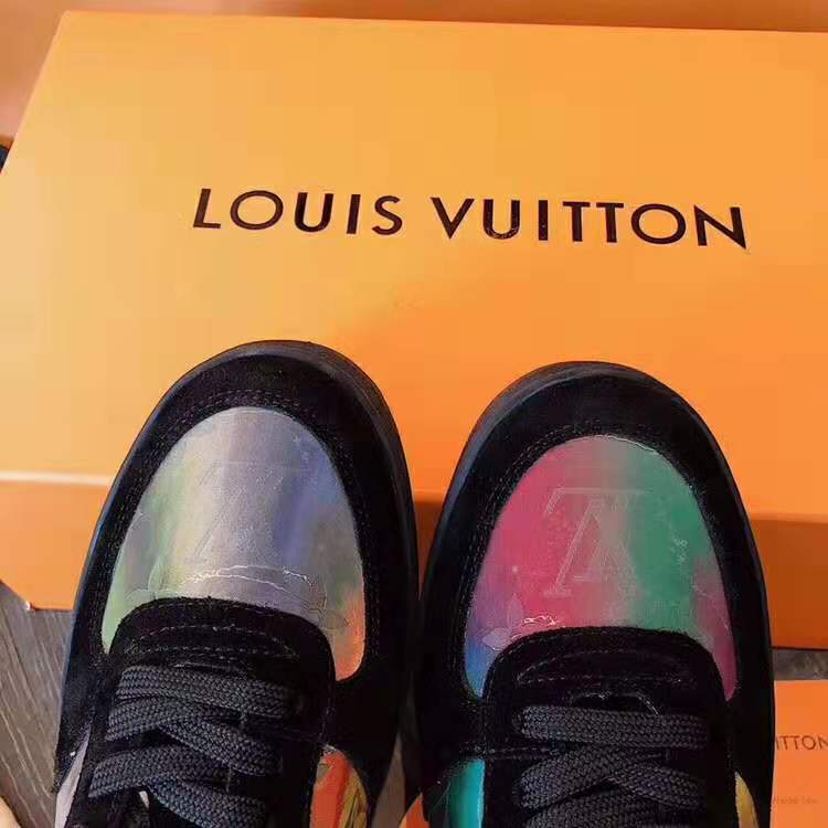 Louis Vuitton LV Unisex Rivoli Sneaker Boot in Iridescent Monogram Textile and Calf Leather-Black