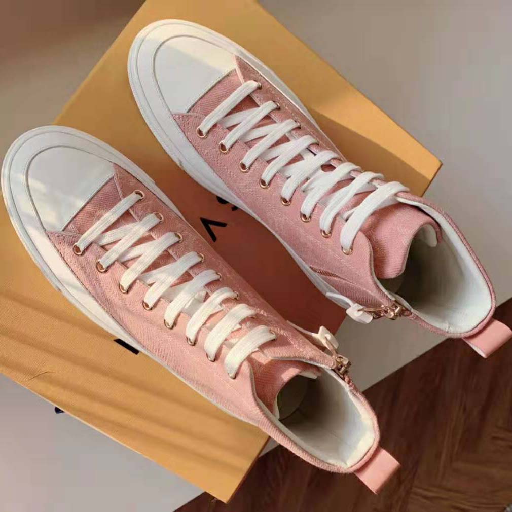 Louis Vuitton LV Women Stellar Sneaker Boot in Pink Monogram Denim