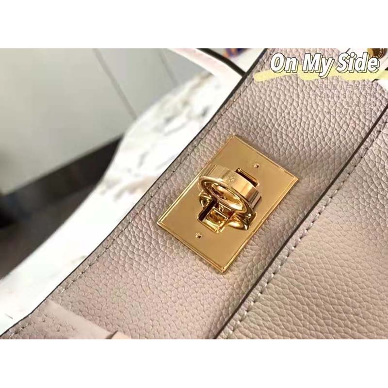 Louis Vuitton LV Women On My Side MM Tote Greige Calfskin Monogram Canvas