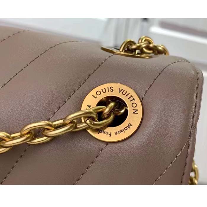 Louis Vuitton LV Women New Wave Chain Bag GM Dark Taupe Quilted Smooth Calf Leather