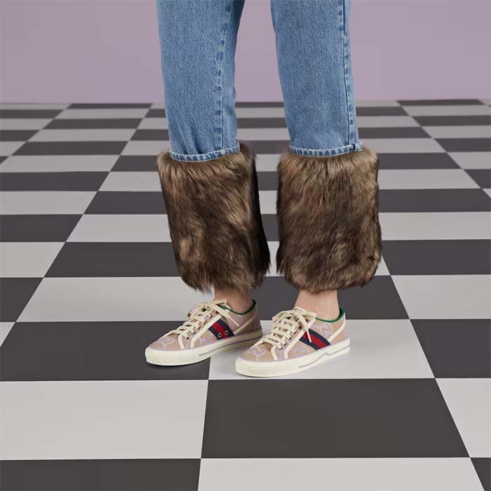 Louis Vuitton LV Unisex Tennis 1977 Jumbo GG Sneaker Beige Lilac Jumbo GG Canvas