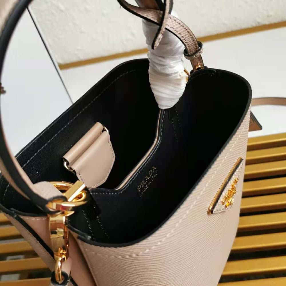 Prada Women Small Saffiano Leather Prada Panier Bag-Sandy