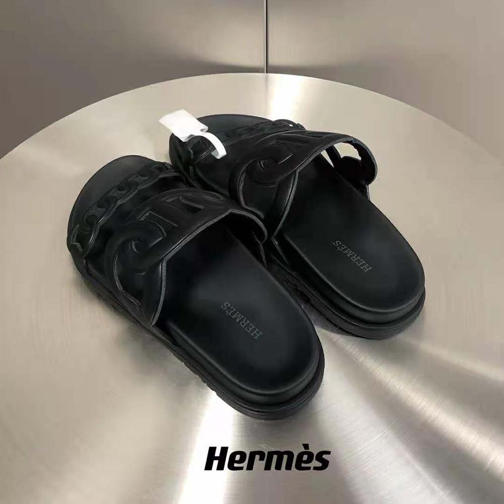 Hermes Women Extra Sandal in Nappa Leather-Black