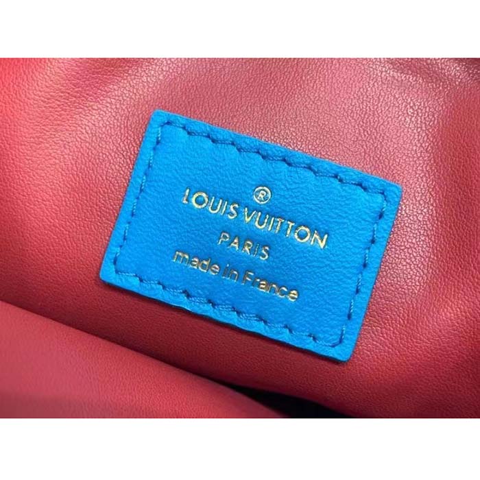 Louis Vuitton LV Women Coussin MM Handbag Blue Lambskin Zip Closure