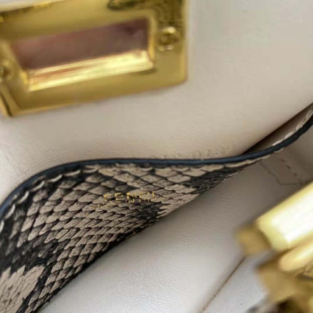 Fendi Women Nano Peekaboo Charm Brown Python Charm