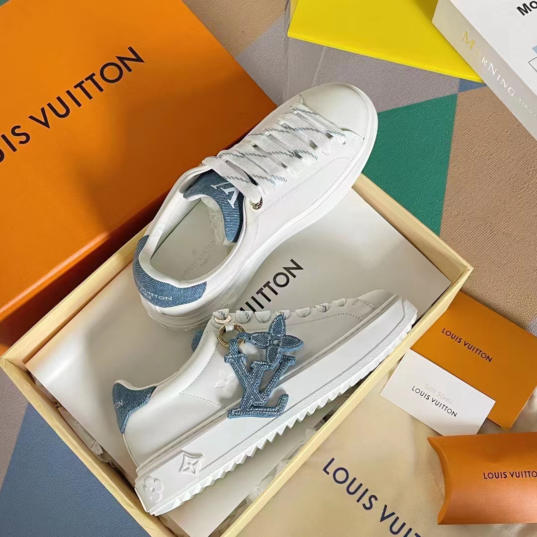 Louis Vuitton Women LV Time Out Sneaker Blue Mix Materials Monogram Flower