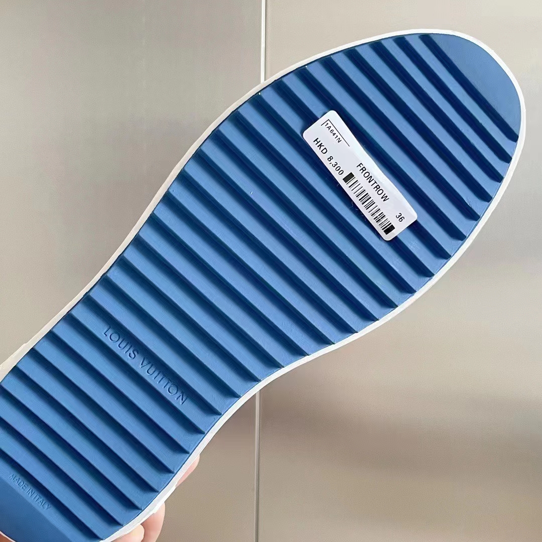 Louis Vuitton LV Women Time Out Sneaker Blue Calf Leather Rubber Outsole