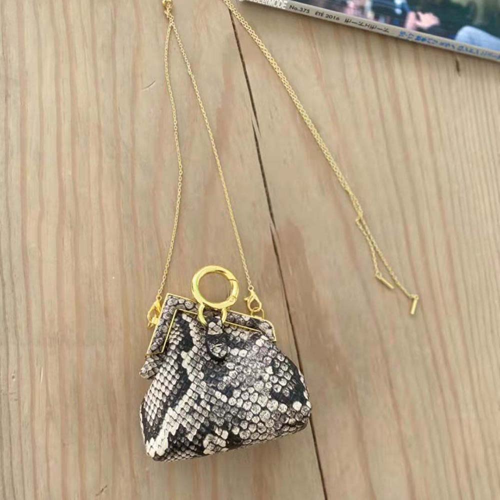 Fendi Women Nano Fendi First Charm Brown Elaphe Charm