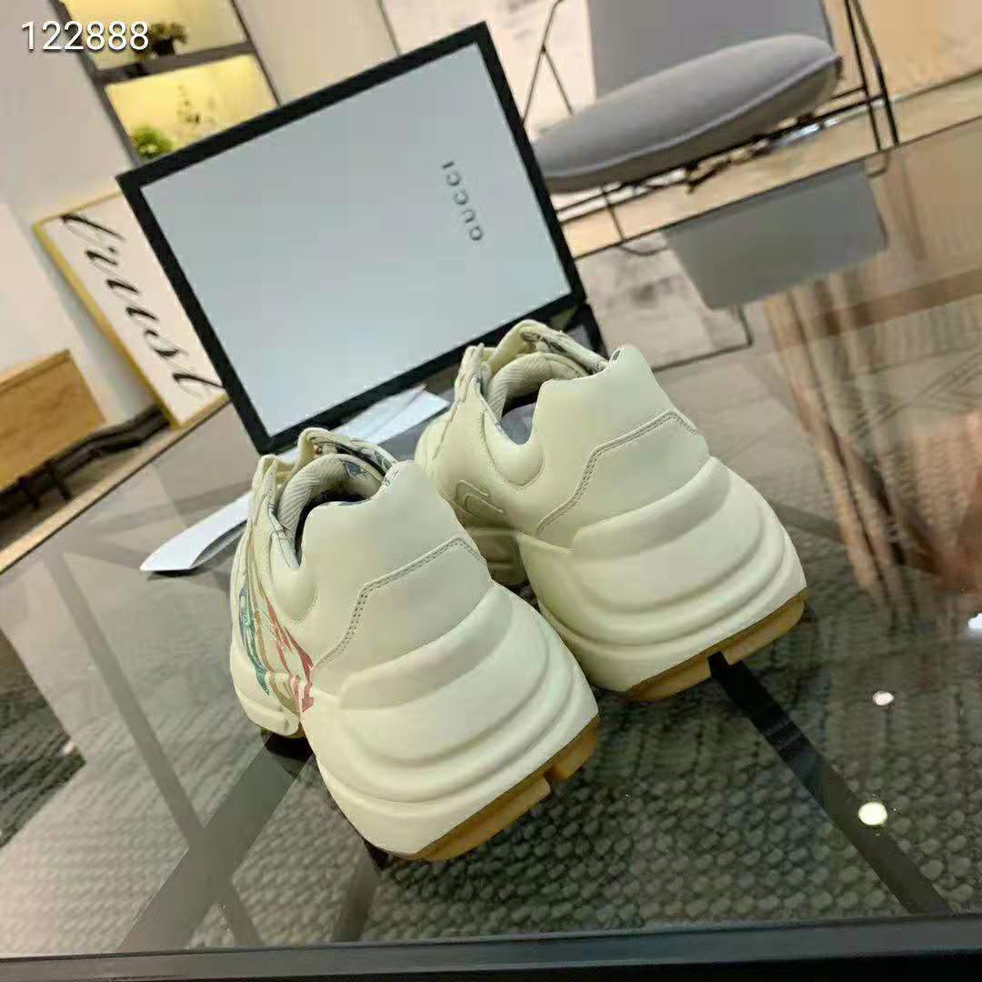 Gucci Women Rhyton Glitter Gucci Leather Sneake-Beige