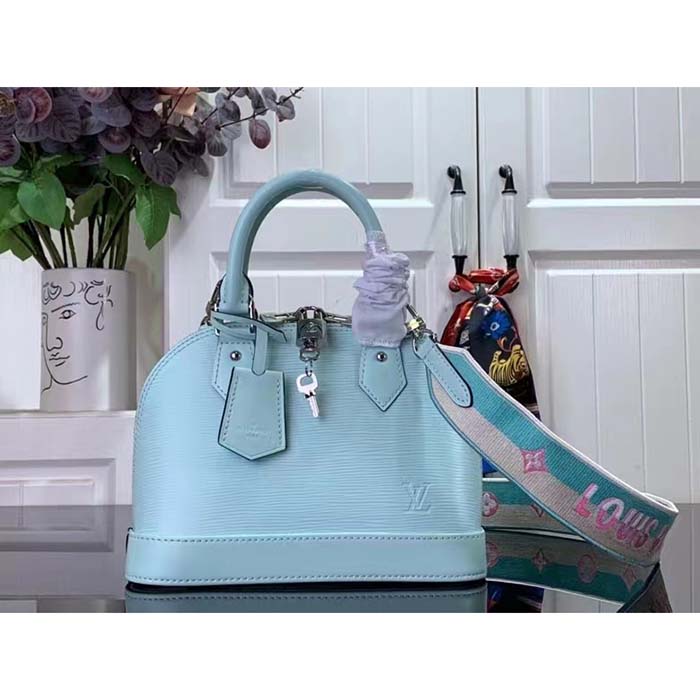 Louis Vuitton LV Women Alma BB Handbag Lagoon Turquoise Epi Grained Cowhide Leather