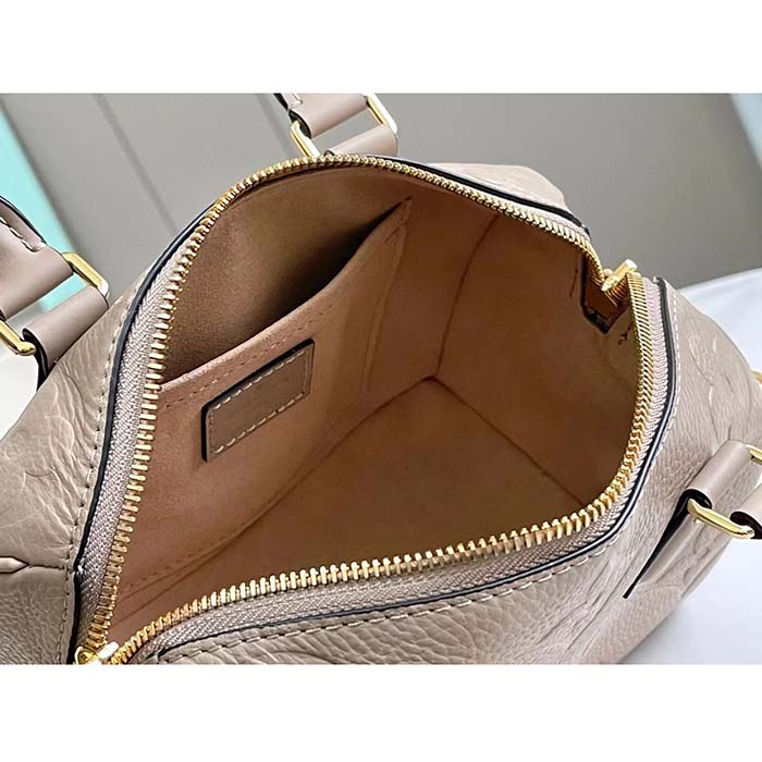 Louis Vuitton LV Women Speedy Bandoulière 20 Crème Beige Embossed Grained Cowhide Leather