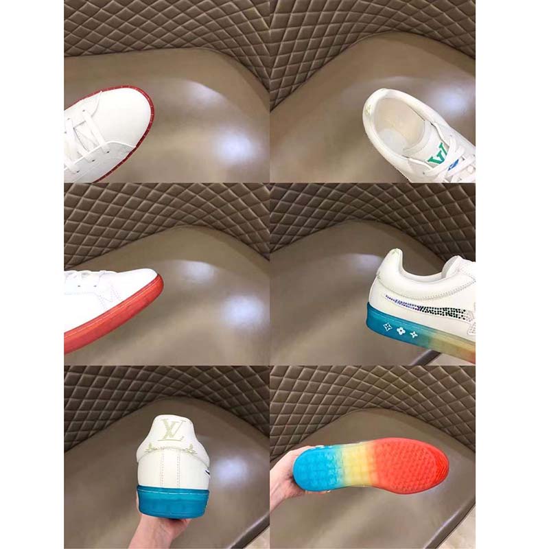 Louis Vuitton Unisex LV Luxembourg Samothrace Sneaker White Calf Leather Strass Monogram Flower