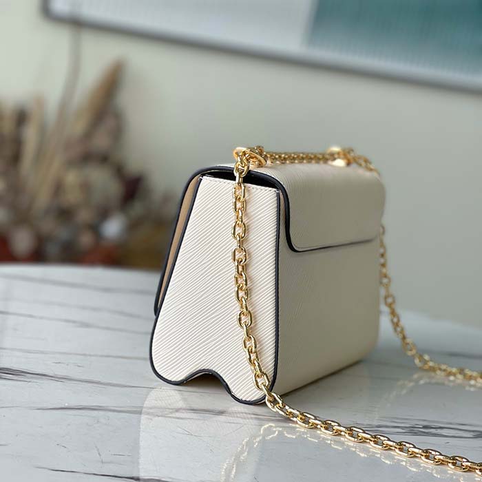 Louis Vuitton LV Women Twist MM Chain Bag White Epi Grained Cowhide Leather