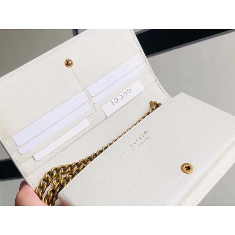 Gucci Women GG Adidas x Gucci Wallet Chain Black White Leather Interlocking G