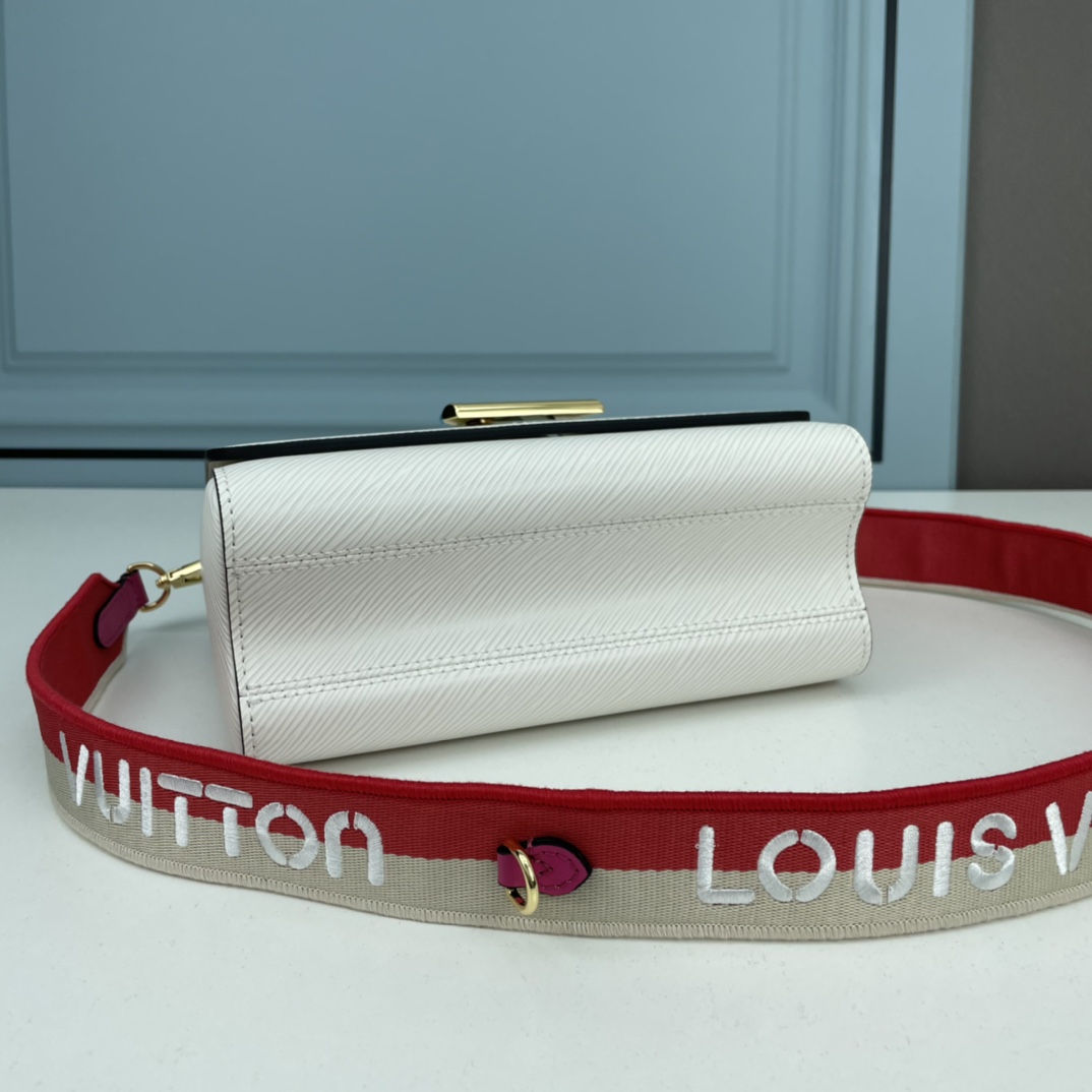 Louis Vuitton LV Women Twist MM Lemon Handbag White Epi Grained Cowhide