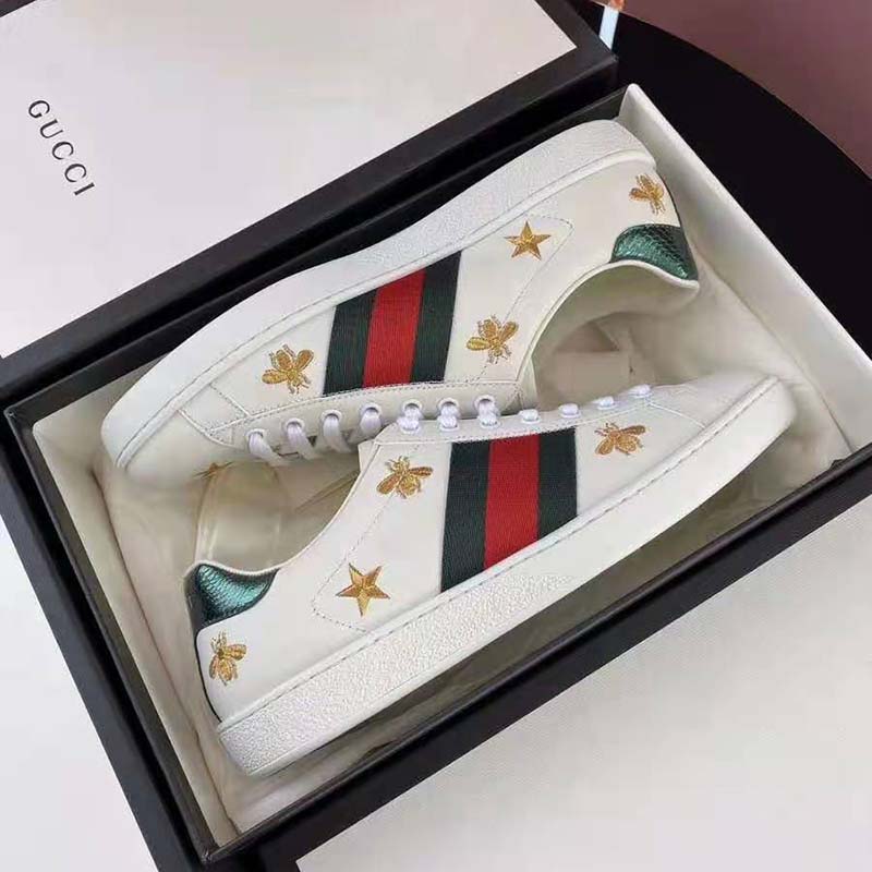 Gucci GG Unisex Ace Embroidered Sneaker Green and Red Web