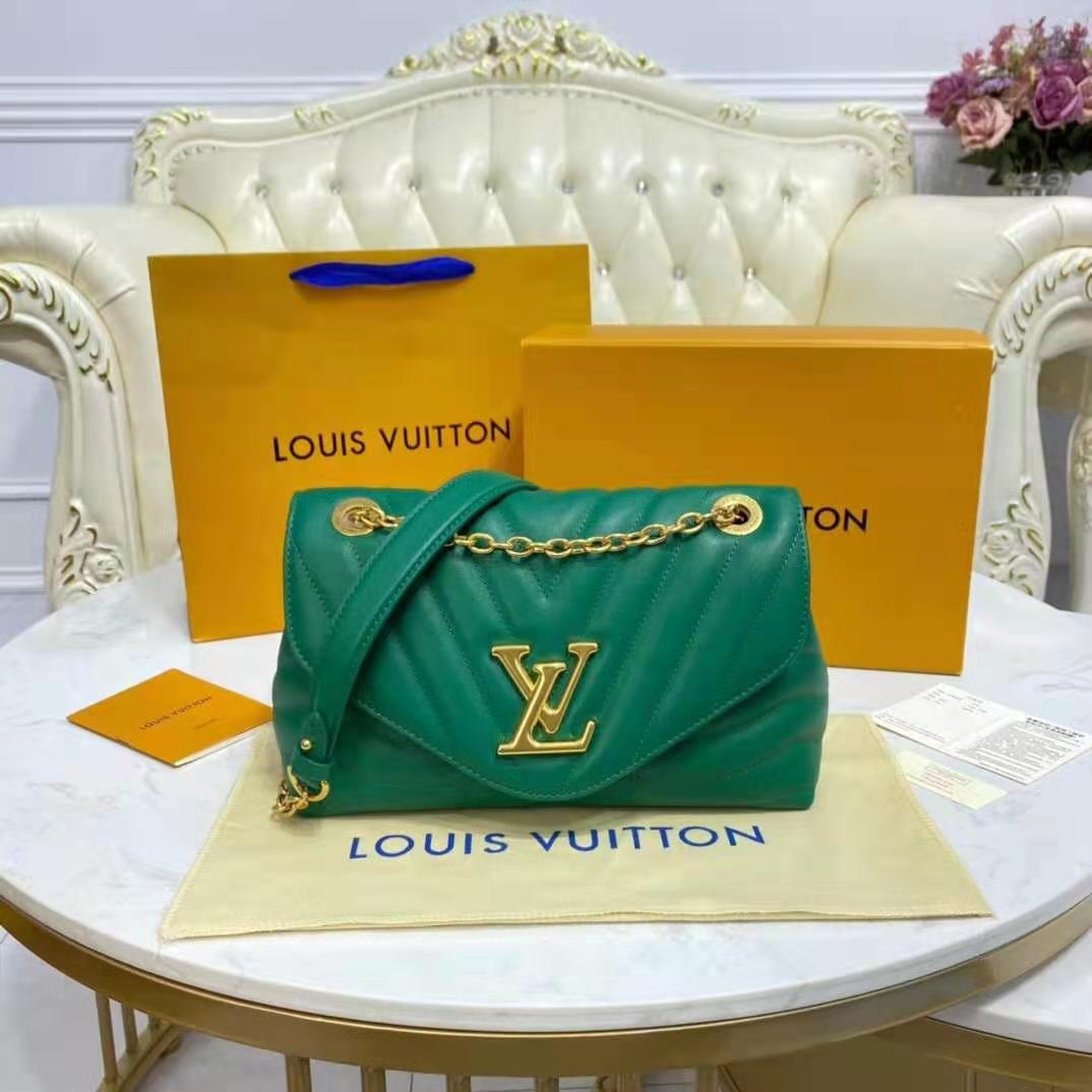 Louis Vuitton LV Women New Wave Chain Bag Handbag Emerald Green Smooth Cowhide Leather