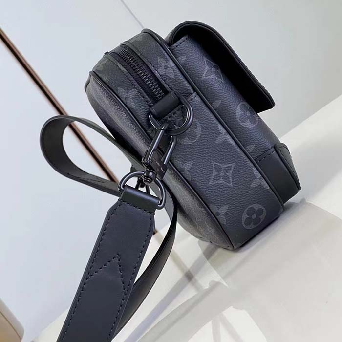 Louis Vuitton LV Unisex Steamer Messenger Monogram Eclipse Coated Canvas Cowhide Leather