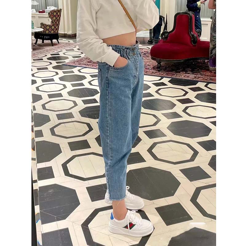 Gucci Unisex Sneaker Web White Leather Green Red Web Lace Up Flat