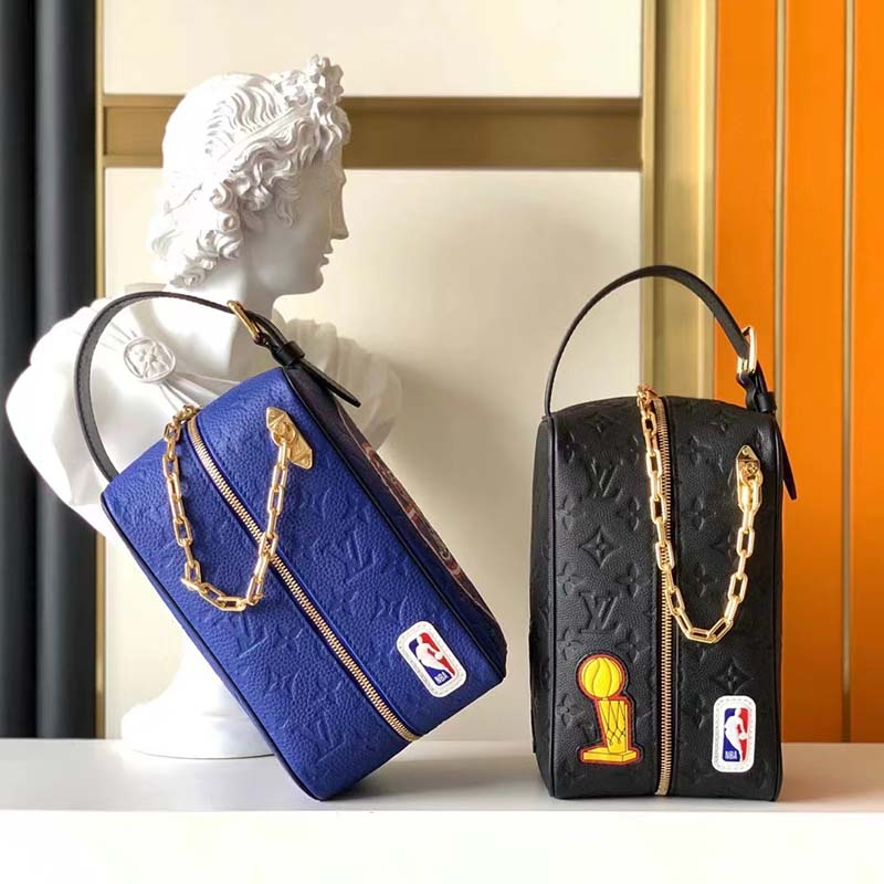 Louis Vuitton LV Unisex LV x NBA Dopp Kit Blue Embossed Taurillon Leather