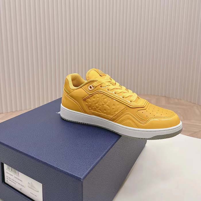 Dior Unisex CD B27 Low-Top Sneaker Yellow Patent Calfskin Dior Oblique Gravity Leather
