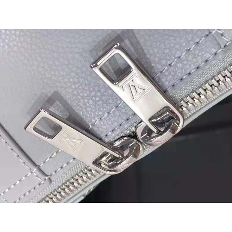 Louis Vuitton LV Unisex City Keepall Bag Gray Aerogram Cowhide Leather Textile Lining