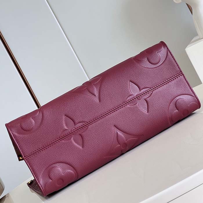 Louis Vuitton LV Women OnTheGo MM​ Wine Red Monogram Empreinte Embossed Grained Cowhide Leather