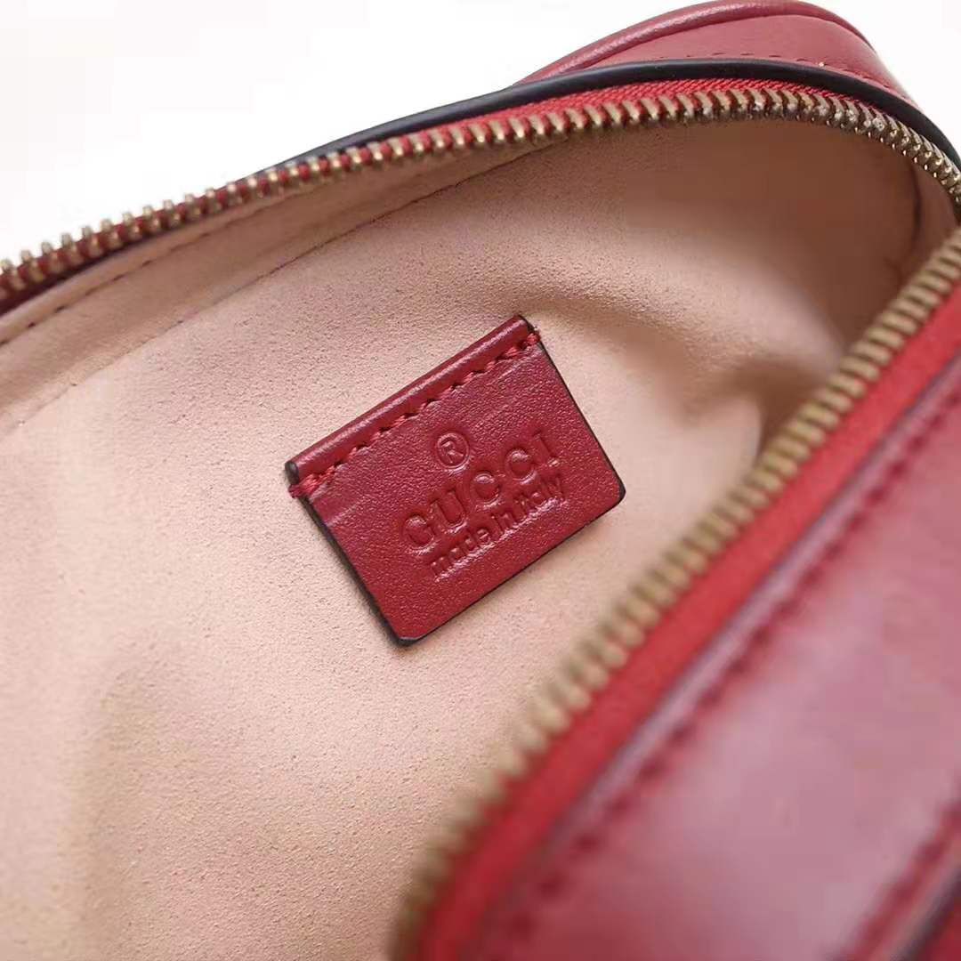 Gucci GG Women GG Marmont Mini Shoulder Bag in Red Matelassé Leather