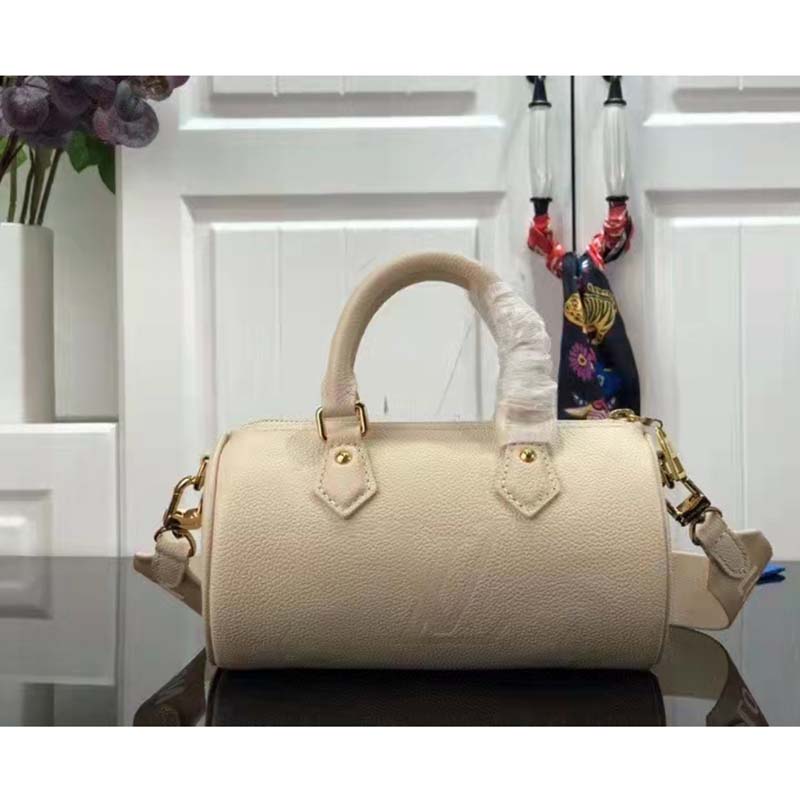 Louis Vuitton Women Papillon BB Bag Crème Beige Embossed Supple Grained Cowhide