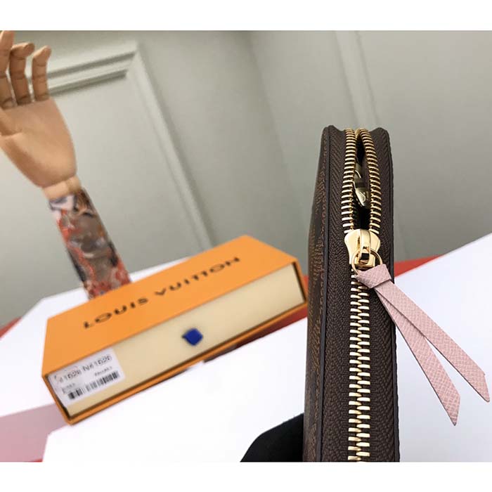 Louis Vuitton LV Unisex Clémence Wallet Brown Pink Damier Ebene Coated Canvas