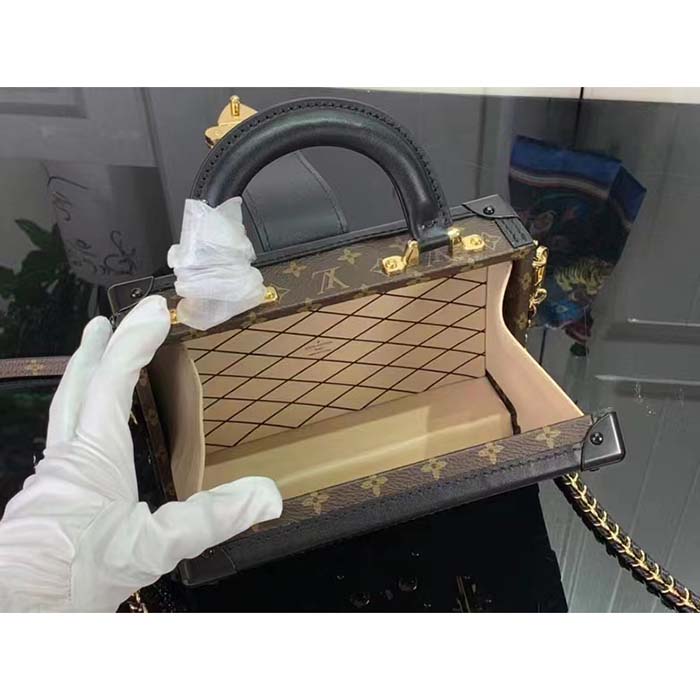 Louis Vuitton Unisex LV Petite Malle Capitale Monogram Coated Canvas Cowhide Leather S-Lock