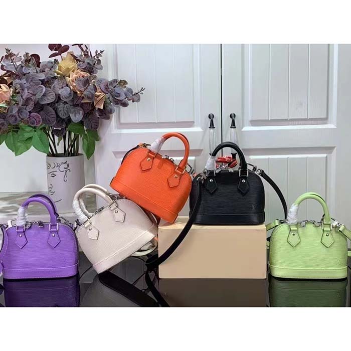 Louis Vuitton LV Women Nano Alma Handbag Quartz White Epi Grained Cowhide Leather