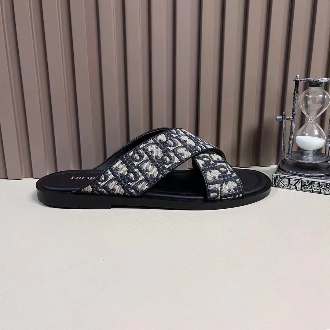 Dior Unisex CD Dior Alias Sandal Beige Black Dior Oblique Jacquard Calfskin Insole