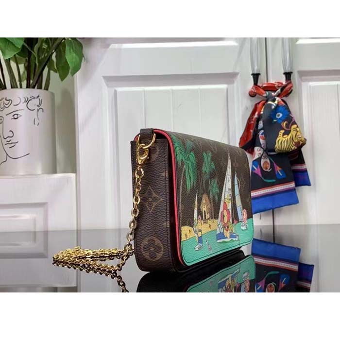 Louis Vuitton LV Women Félicie Pochette Dragon Fruit Pink Monogram Coated Canvas