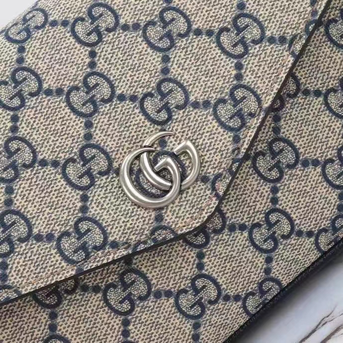 Gucci Unisex Ophidia Mini Bag Beige Blue GG Supreme Canvas Double G