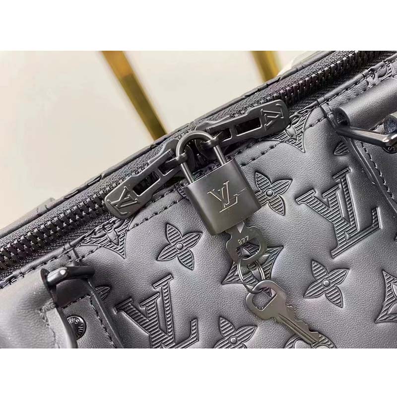 Louis Vuitton LV Unisex Keepall Bandoulière 50 Bag Black Monogram Shadow Embossed Leather