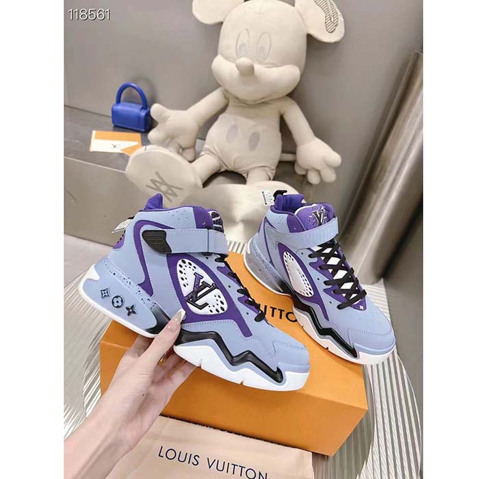 Louis Vuitton LV Unisex Trainer 2 Sneaker Boot Blue Suede Calf Leather