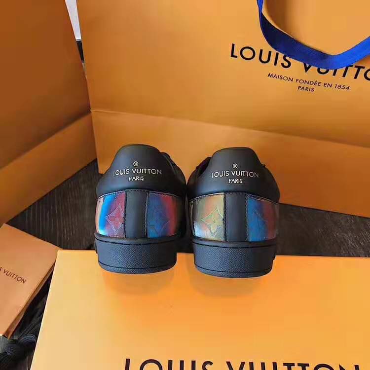 Louis Vuitton LV Unisex LV Sneaker Luxembourg in Iridescent Monogram Textile and Calf Leather-Black