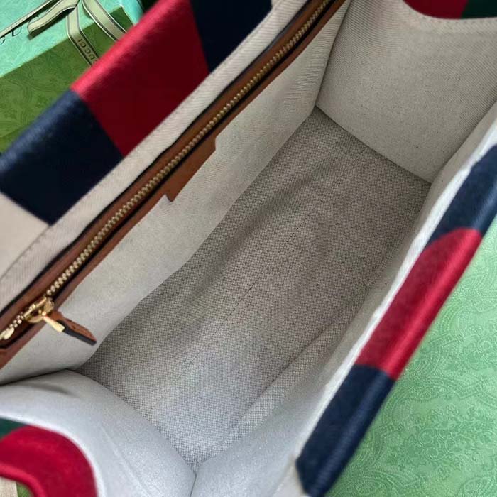 Gucci Women GG Small Interlocking G Tote Bag White Cotton Canvas