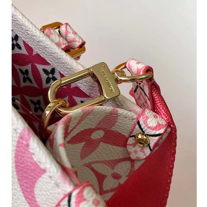 Louis Vuitton LV Women Onthego PM Pink Monogram Coated Canvas Textile Lining