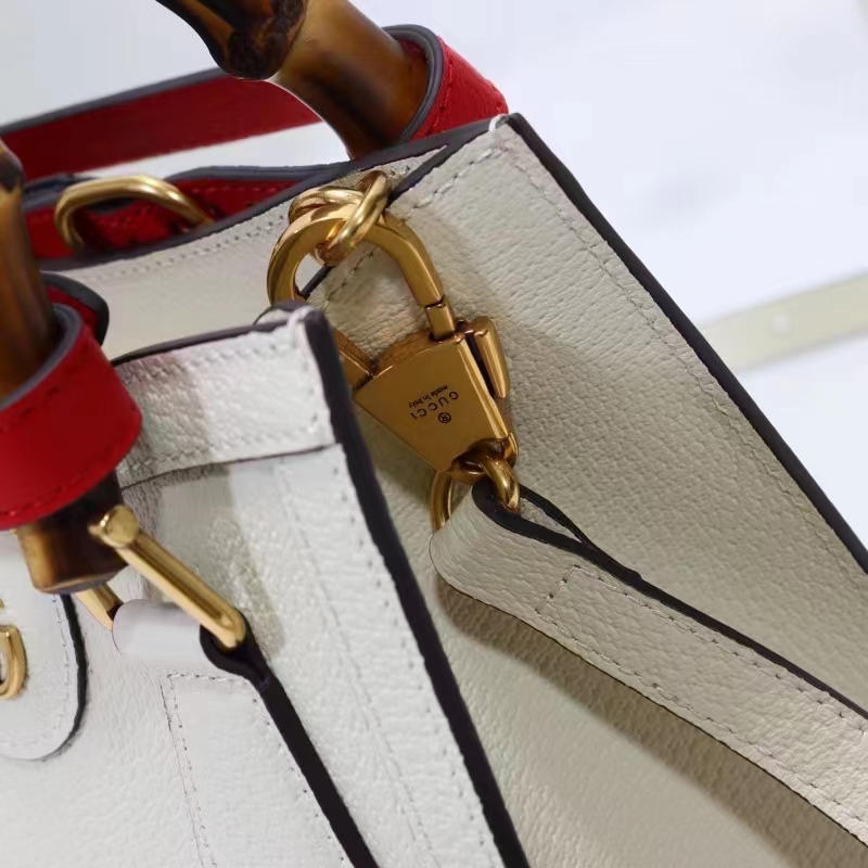 Gucci GG Women Diana Mini Tote Bag White Leather Double G