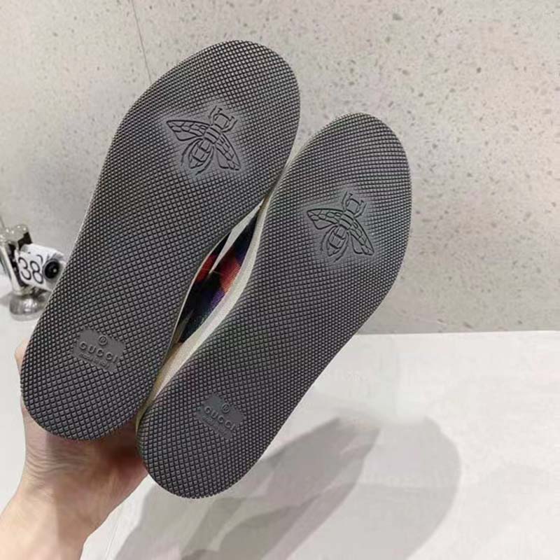 Gucci Unisex Screener Sneaker Purple Red Web Cream Scrap Less Leather