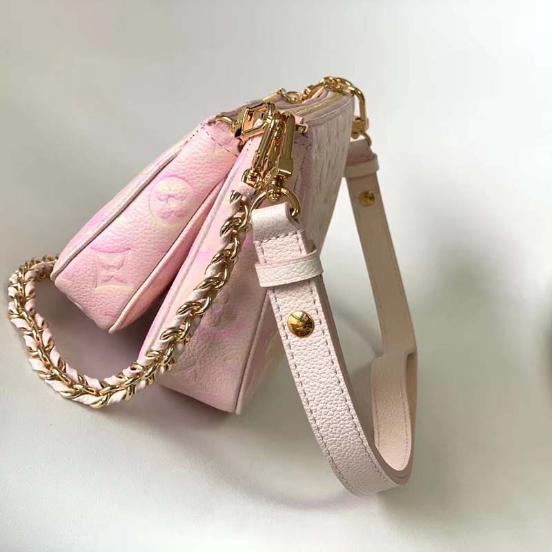 Louis Vuitton LV Women Multi Pochette Accessoires Pink Sprayed Embossed Grained Cowhide