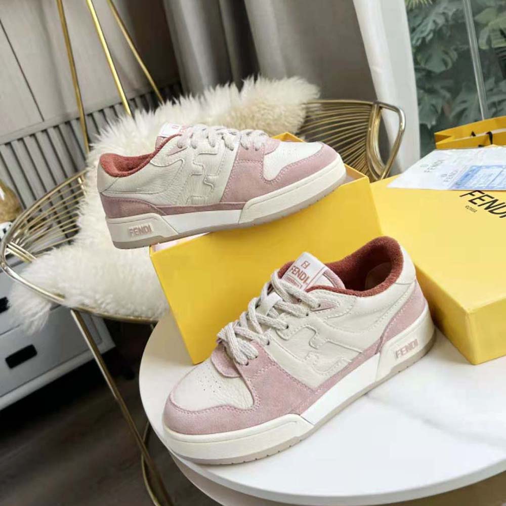 Fendi Unisex Match Low-Tops in Pink Suede
