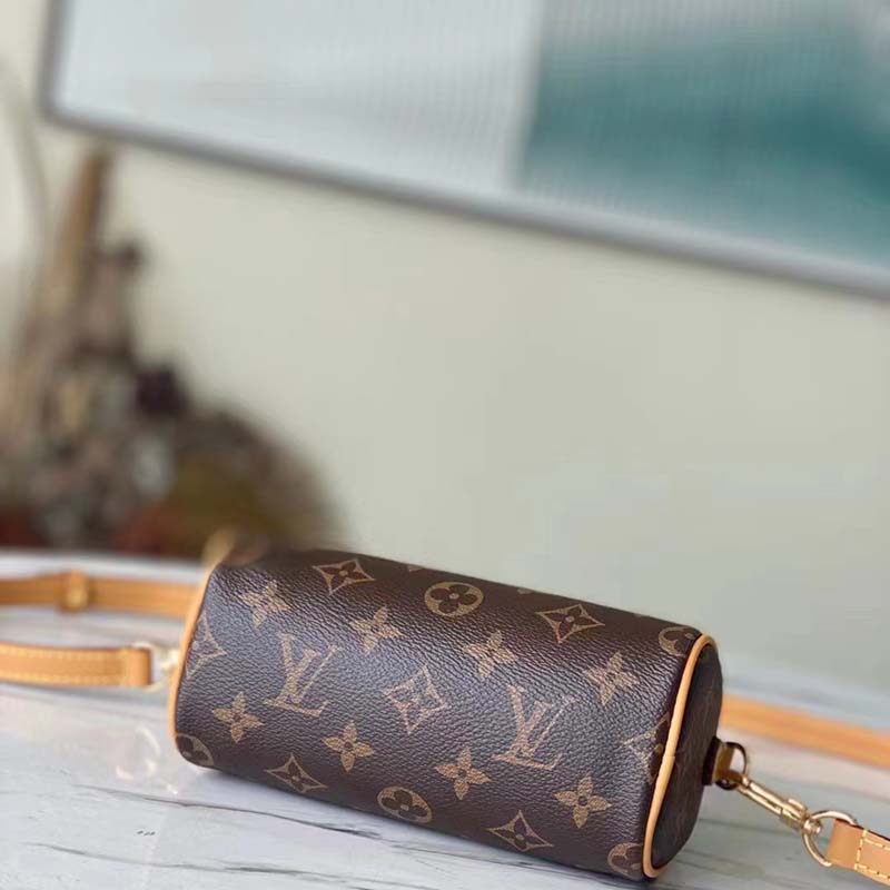 Louis Vuitton LV Women Nano Speedy Bag Brown Monogram Coated Canvas Cowhide