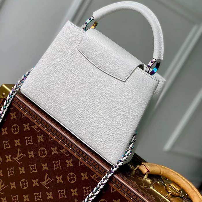 Louis Vuitton LV Women Capucines BB Handbag Snow White Taurillon Leather Cowhide Lining