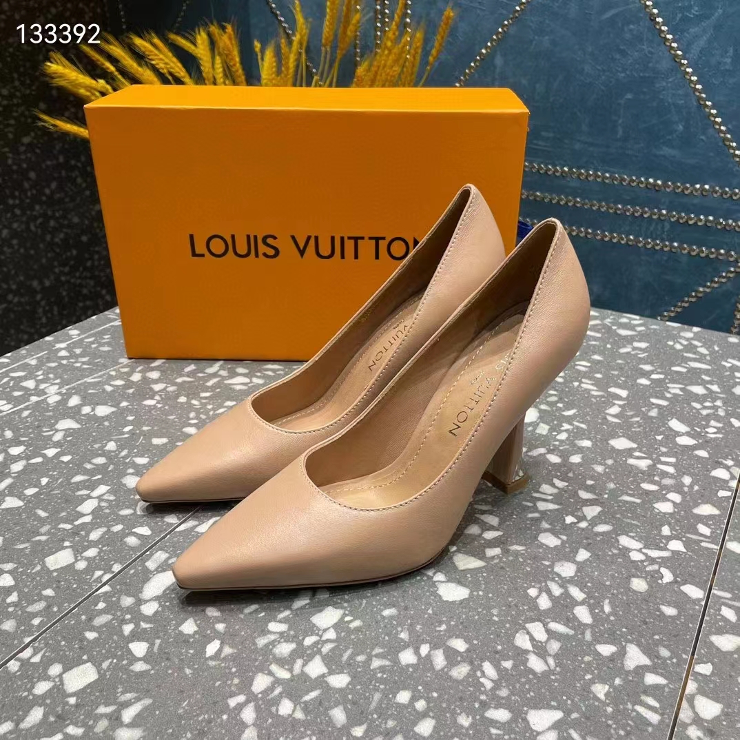 Louis Vuitton LV Women Sparkle Pump Nude Pink Lamb Leather Outsole 9.5 Cm Heel