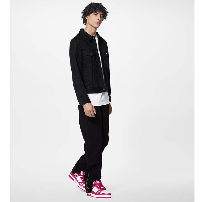 Louis Vuitton Unisex LV Trainer Sneaker Fuchsia Mix Materials Rubber Outsole Initials Monogram Flowers